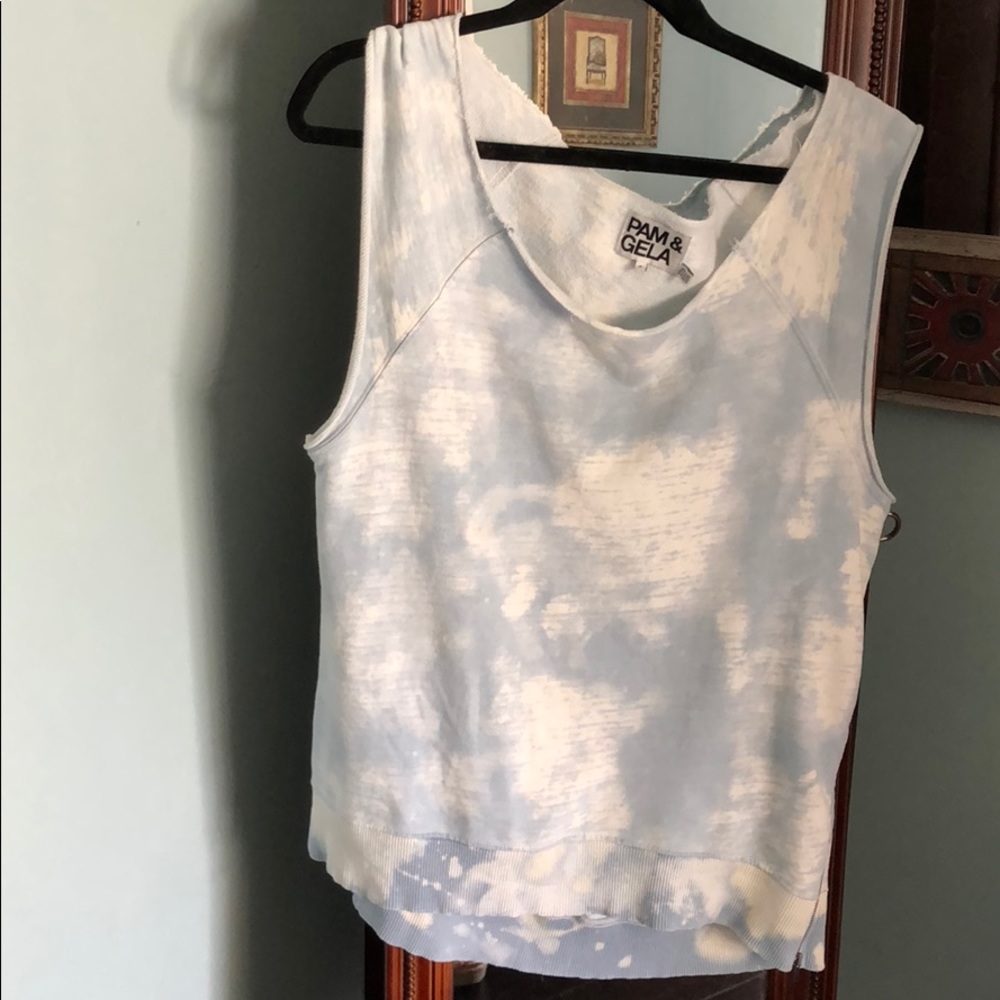 Tie dyed sleeveless sweatshirt with side zip